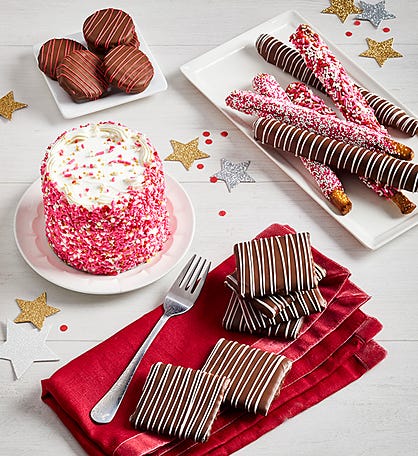 Sweetheart Cake and Chocolate Dipped Treats
